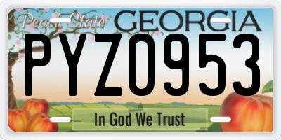 GA license plate PYZ0953