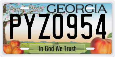 GA license plate PYZ0954