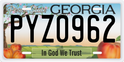 GA license plate PYZ0962