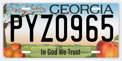 GA license plate PYZ0965