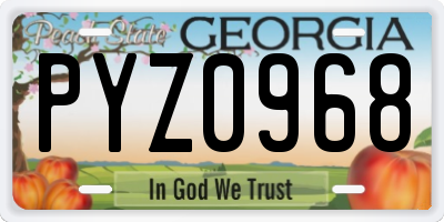 GA license plate PYZ0968
