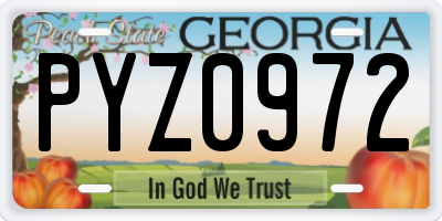 GA license plate PYZ0972