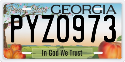 GA license plate PYZ0973