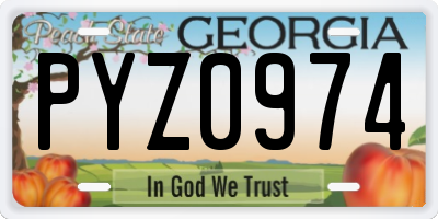 GA license plate PYZ0974