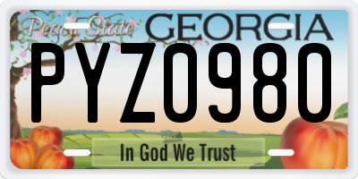 GA license plate PYZ0980
