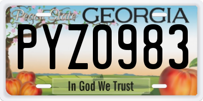 GA license plate PYZ0983