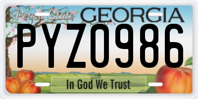 GA license plate PYZ0986