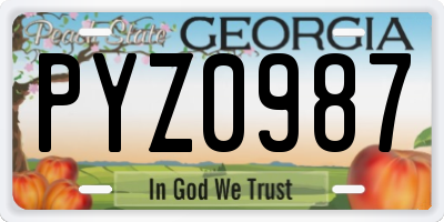 GA license plate PYZ0987