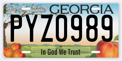 GA license plate PYZ0989