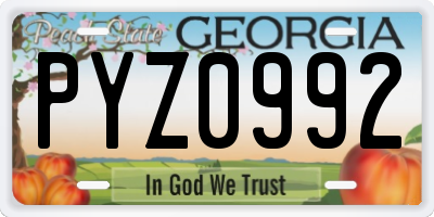 GA license plate PYZ0992