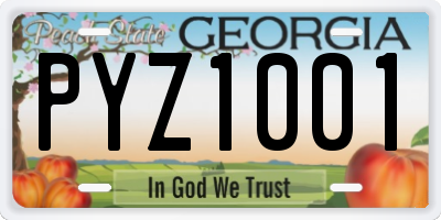 GA license plate PYZ1001