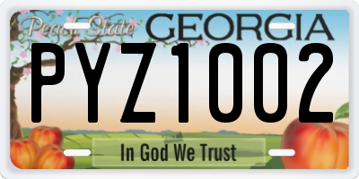GA license plate PYZ1002