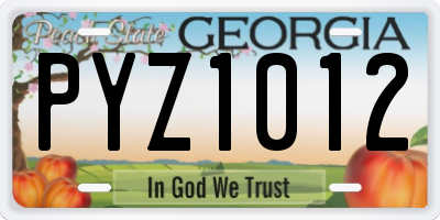 GA license plate PYZ1012