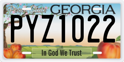 GA license plate PYZ1022