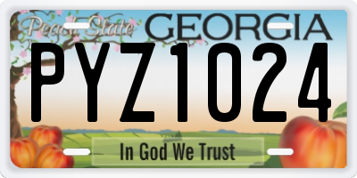 GA license plate PYZ1024