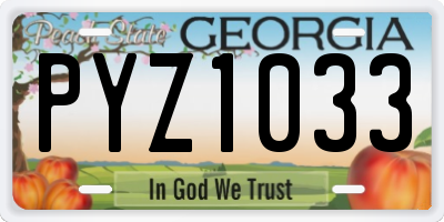 GA license plate PYZ1033