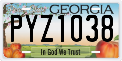 GA license plate PYZ1038