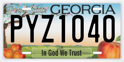 GA license plate PYZ1040