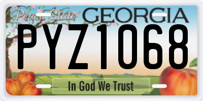 GA license plate PYZ1068