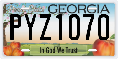 GA license plate PYZ1070