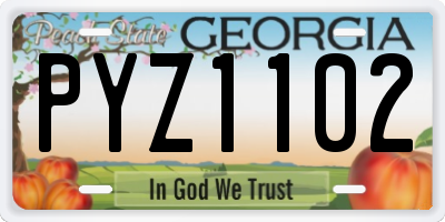GA license plate PYZ1102