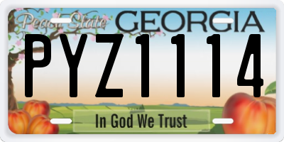 GA license plate PYZ1114