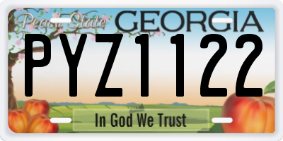 GA license plate PYZ1122