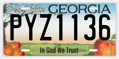 GA license plate PYZ1136