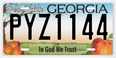 GA license plate PYZ1144