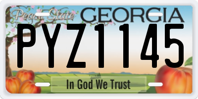 GA license plate PYZ1145
