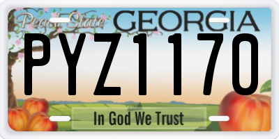GA license plate PYZ1170