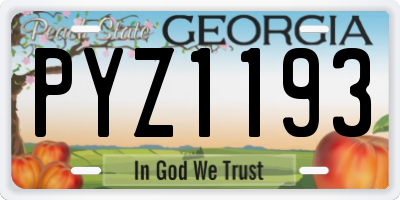 GA license plate PYZ1193