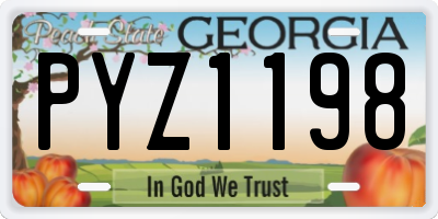 GA license plate PYZ1198