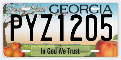 GA license plate PYZ1205
