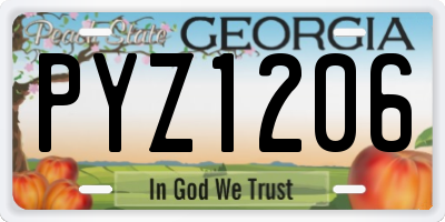 GA license plate PYZ1206