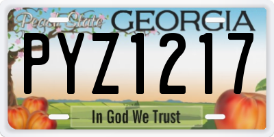 GA license plate PYZ1217