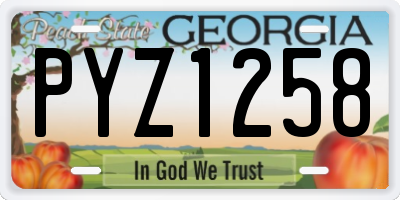 GA license plate PYZ1258