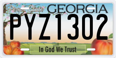 GA license plate PYZ1302
