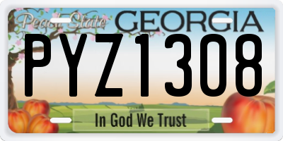 GA license plate PYZ1308