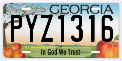 GA license plate PYZ1316