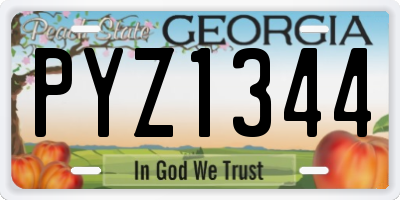 GA license plate PYZ1344
