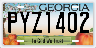 GA license plate PYZ1402