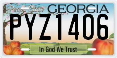 GA license plate PYZ1406