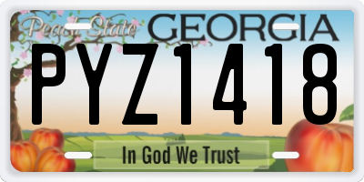 GA license plate PYZ1418
