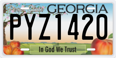 GA license plate PYZ1420