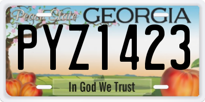 GA license plate PYZ1423