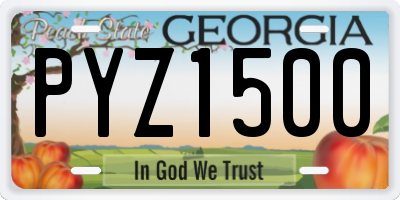GA license plate PYZ1500