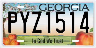 GA license plate PYZ1514