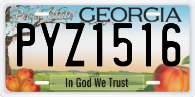GA license plate PYZ1516