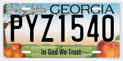 GA license plate PYZ1540